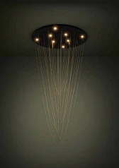 заказать стильные 390355 Люстра диммируемая TREPUCO, 8X5,4W (LED), 3000K, 4080lm, ?780, сталь, черный/сталь, латунь