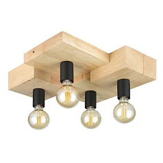 фото 43798 Потолочный светильник HALKIN, 4Х40W, E27, L400, B430, H140, сталь, коричневый, черный в интерьере