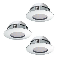 95822 Комплект светодиодных встраиваемых светильников PINEDA, 3х6W(LED), ?78, IP44, пластик, хром