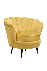 Низкое кресло ракушка Pearl Yellow на черных ножках