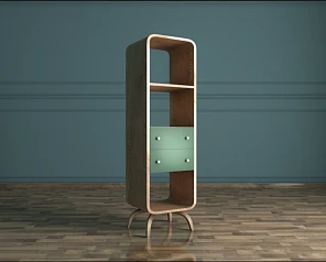 Стеллаж "Ellipse" узкий с ящиками арт EL17G в интерьере