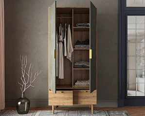 купить красивый Шкаф двухстворчатый  с ящиками "Line" R26/browngrey в интернет-магазине