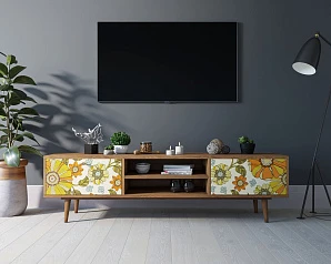 купить красивый Комод "Berber" с нишей низкий под TV принт 47 арт BB49/Print_47