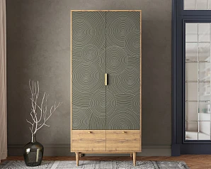 купить красивый Шкаф двухстворчатый  с ящиками "Line" R26/browngrey в интернет-магазине
