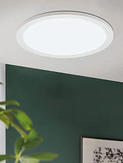 фото 97502 Светодиодный потолочный светильник SARSINA диммир., 36W(LED), 3600lm, ?450, H50, алюминий, белый в интерьере