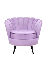 Низкое кресло ракушка Pearl Purple на черных ножках