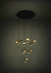 390339 Люстра диммируемая DRACERA, 10X2,3W (LED), 3000K, 2800lm, ?580, сталь, черный/сталь, черный, золотой в интернет-магазине