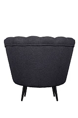 Низкое кресло ракушка Pearl Black Boucle на черных ножках