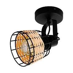 купить стильные 43324 Светильник настенно-потолочный ANWICK 1, 1x40W(E27), сталь, черный/ротанг, натуральный в интернет-магазине