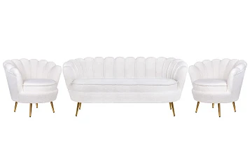 Комплект кресел и дивана ракушка Pearl Triple White Boucle в интернет-магазине