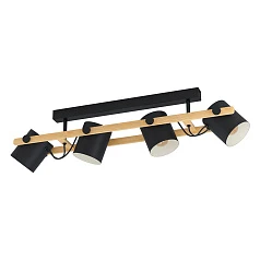 купить 43558 Светильник потолочный HORNWOOD, 4Х28W, E27, L1000, B190, H275, сталь/дерево, черный/коричневый