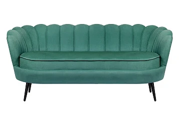 Диван ракушка для гостиниц Pearl Triple Green V2 на черных ножках в интерьере