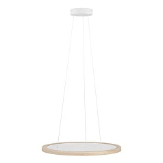 390297 Люстра диммируемая DEHESA, 36W (LED), 4000K, 5400lm, ?610, алюминий, сталь, белый/дерево на заказ в интернет-магазине