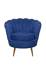 Низкое кресло ракушка Pearl синий в интерьере