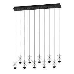 390278 Люстра диммируемая PIANOPOLI 2, 10X2,3W (LED), 3000K, 2800lm, L870, B120, H1500, сталь, черный/переливающееся стекло, прозрачный в интернет-магазине