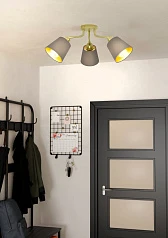 купить красивые 31534 Люстра потолочная MASERLO, 3X60(Е27), металл, кремово-золотой/текстиль, капучино в интернет-магазине