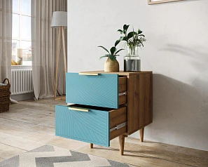 купить Тумбочка с двумя ящиками "Line" LN07/GR1/blue в интернет-магазине