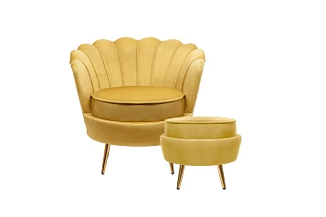 купить Кресло с пуфом ракушка Pearl Yellow в интернет-магазине