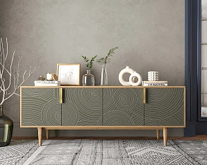 Комод под TV с четыремя дверками "Line" R21/browngrey в интерьере