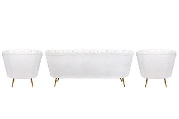 Комплект кресел и дивана ракушка Pearl Triple White Boucle в интернет-магазине