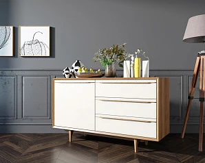 фото Комод "Bruni white" с ящиками и дверкой арт BR-02WH
