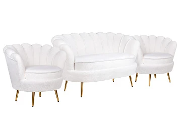 Комплект кресел и дивана ракушка Pearl Double White Boucle в интернет-магазине