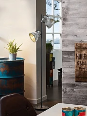 стильные 49722 Торшер BARNSTAPLE с ножн. выкл., 2х40W (E27), H1580, основа ?270, дерево, сталь, патина