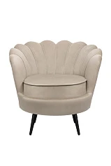 Низкое кресло ракушка Pearl Taupe на черных ножках
