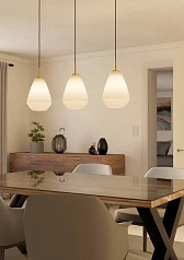 заказать стильные 900813 Люстра CAPRAROLA, 3X40W (E27), L900, B200, H1100, сталь, матовая латунь / матовое стекло, песочный