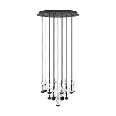красивые 390277 Люстра диммируемая PIANOPOLI 2, 15X1,8W (LED), 3000K, 3600lm, ?500, сталь, черный/переливающееся стекло, прозрачный на заказ