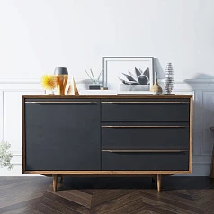 купить красивый Комод "Brun Blacki" с ящиками и дверкой арт BR-02Black в интернет-магазине