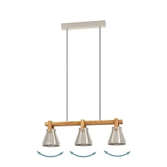 заказать 43952 Люстра CAWTON, 3X40W (E27), L760, B160, H1100, сталь, дерево, коричневый