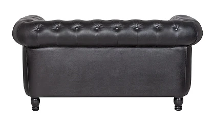 фото Диван из черной кожи Chesterfield Black Leather 2S