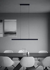 390368 Люстра диммируемая MONTEBUONO, 2X10W (LED), 3000K, 2600lm, L1800, B65, H1500, сталь, анодированный черный/пластик, белый на заказ в интернет-магазине