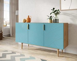 стильный Комод с тремя дверками "Line" LN02/GR1/blue
