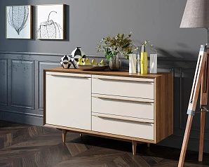 фото Комод "Bruni white" с ящиками и дверкой арт BR-02WH