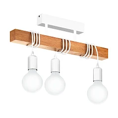 заказать 33166 Потолочный светильник TOWNSHEND, 3х60W (E27), L550, B105, H265, сталь, белый/дерево, коричневы