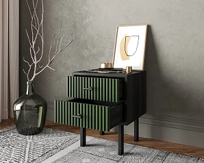 купить стильные Тумбочка с двумя ящиками "Emerson" арт EM16/green/L