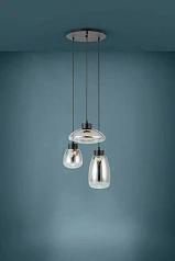 390299 Люстра диммируемая SARNARRA, 3X5,4W (LED), 2700K, 1530lm, ?465, сталь, черный/стекло, черный полупрозрачный