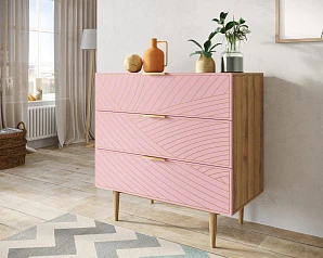 красивый Комод с тремя ящиками "Line" LN12/GR1/pink на заказ