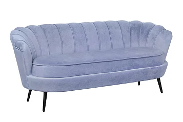 Диван ракушка для гостиниц Pearl Triple Blue на черных ножках в интернет-магазине