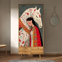 купить красивый Шкаф двухстворчатый "Berber Art "Девушка и конь" арт BB16/Art13