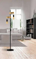 заказать 32919 Торшер с ножн. выкл. TOWNSHEND, 2х10W (E27), L205, B250, H1665, сталь, дерево, черный, коричне