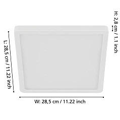 купить 900592 Накладной светильник диммируемый FUEVA 5, 20,5W (LED), 3000K, L285, B285, H28, сталь, белый / пластик, белый