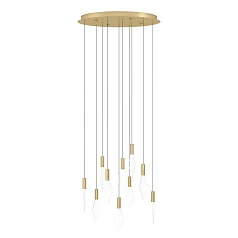 купить стильные 390359 Люстра диммируемая MIRADOR, 10X3W (LED), 3000K, 3400lm, ?580, сталь, латунь, золотой/пластик, прозрачный в интернет-магазине