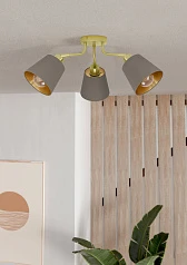 купить красивые 31534 Люстра потолочная MASERLO, 3X60(Е27), металл, кремово-золотой/текстиль, капучино в интернет-магазине