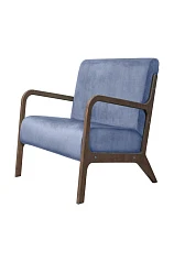 Низкое кресло с деревянными подлокотниками Mody Sky цвет синий на заказ в интернет-магазине