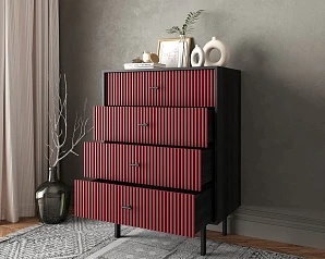 купить красивый Комод вертикальный с четырьмя ящиками "Emerson" арт EM18/red/L в интернет-магазине
