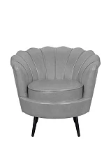 фото Низкое кресло ракушка Pearl Grey V2 на черных ножках в интерьере