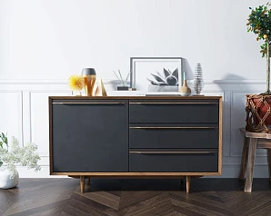 купить красивый Комод "Brun Blacki" с ящиками и дверкой арт BR-02Black в интернет-магазине